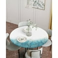 thumbnail image 2 of Fitted Round Tablecloths Table Covers 36-44in,Geometric Gold Stripe Leaves Plant Waterproof Elastic Edged Table Cloth for Kitchen Dining Holiday Party Tables Decor,Abstract Blue White Color Ombre, 2 of 6