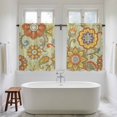 thumbnail image 4 of Gray Green Boho Floral Kitchen Curtain for Berdoom Living Room Cafe 54 Inch Length, Vintage Abstract Ethnic Flowers Tiers Curtains Light Filtering Drapes Window Treatment 2 Panels 52"Wx54"L, 4 of 8