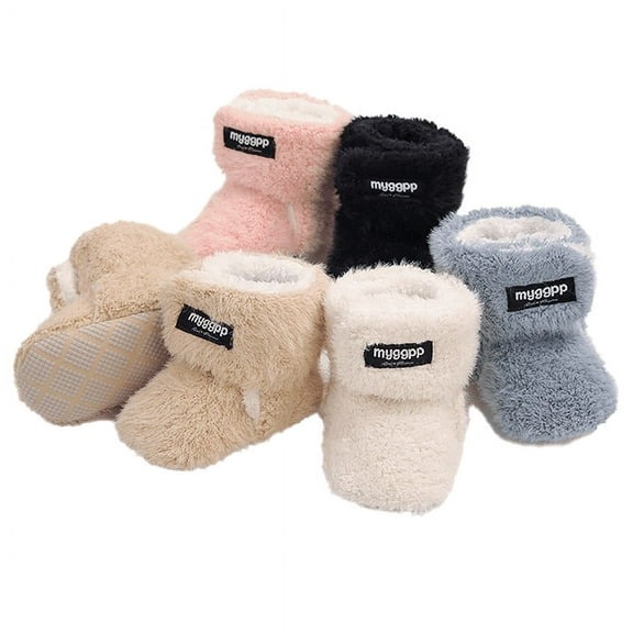 Yoyauz Newborn Cotton Booties Anti-Slip Soles For Toddlers  Boys Girls  Babies Winter Warm Wool Comfortable Sock Shoes 0-12M