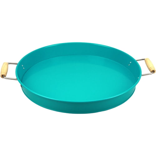Better Homes Gardens Metal Round Aqua Tray Com Better Homes Gardens Metal Round Aqua, Large Round Metal Tray With Handles