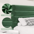 thumbnail image 2 of 4 Ever Winner Twin Size Platform Bed Frame, Horizontal Stitched Green Velvet Headboard, Durable Wooden Slat Support, Anti-Squeak Design, No Box Spring Needed, 2 of 9