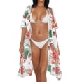 thumbnail image 3 of HELLHERO Mexican Tropical Floral Kimono Swimsuit Cover Up - Lightweight Breathable Beach Cardigan for Women's Summer Vacation & Pool Party, 3 of 6
