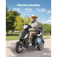 thumbnail image 2 of VEVOR Heavy Duty 3-Wheel Mobility Scooters for Seniors & Adults, 500lbs Capacity, 21.5 Miles 3-Speed Long Range, 1000W All Terrain Electric Recreational Scooter Wheelchair, 20° Max Climbing Capacity, 2 of 9
