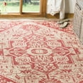 thumbnail image 3 of SAFAVIEH Linden Georgene Medallion Indoor/Outdoor Area Rug, Red/Creme, 4' x 4' Square, 3 of 6