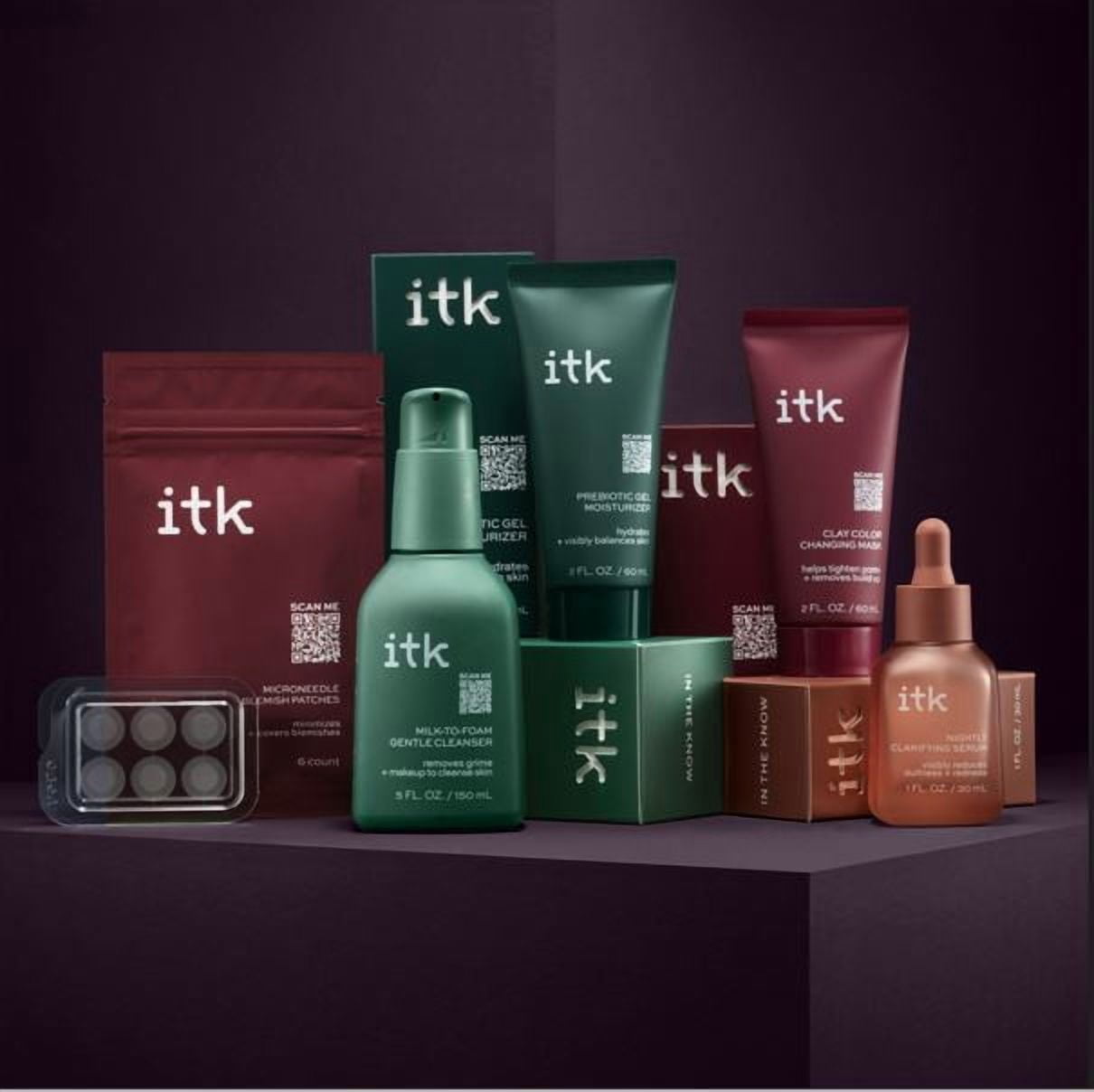 (6 pack) ITK Skincare Prebiotic Gel Moisturizer with Niacinamide and Squalane for All Skin Types, 2 oz