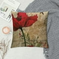thumbnail image 2 of ONETECH  Flower Pillow,Home Decorative Throw Pillow Cover Red Poppy Flower Beige Floral Waist Lumbar Cotton Linen Throw Pillow case Cushion Cover, 2 of 5