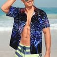 thumbnail image 5 of KLL Men's Hawaiian Shirt Short Sleeve Button Down Beach Shirts-Glasses And Fireworks, 5 of 5