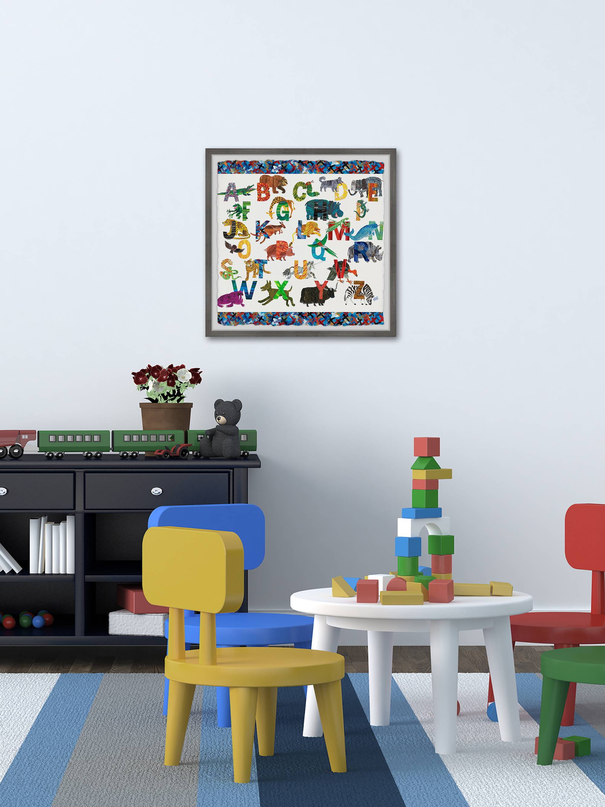 Marmont Hill Alphabet Jungle Cross By Eric Carle Framed Wall Art, 18" x 1.5"