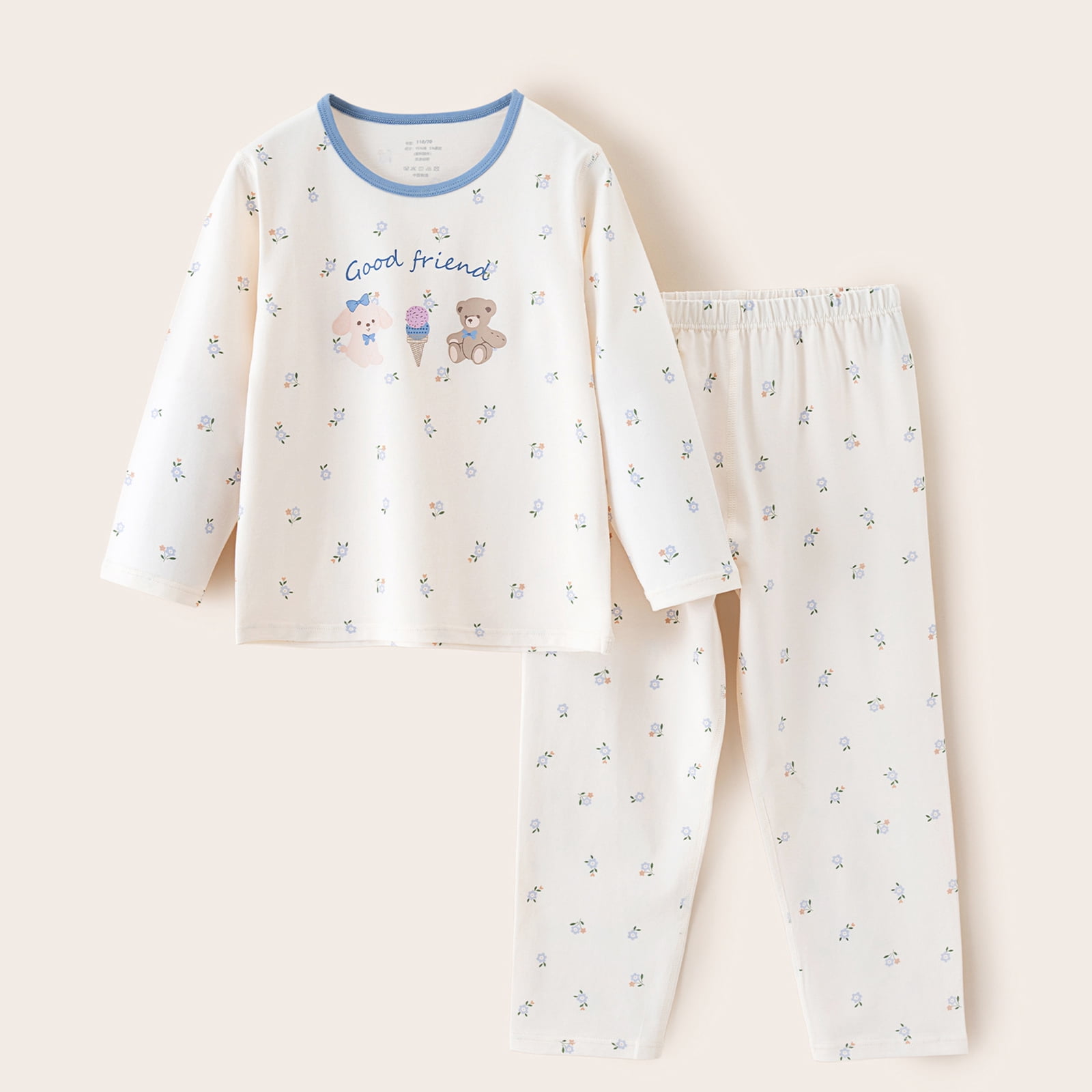 Leey-World Toddler Pijamas Girl 1t 2t 3t 4t 5t 6t Toddler Girls Kids Pajamas Pjs Long Sleeve Snug fit 12M-8Y 2pcs Soft Jammies(Beige,10-11 Years)