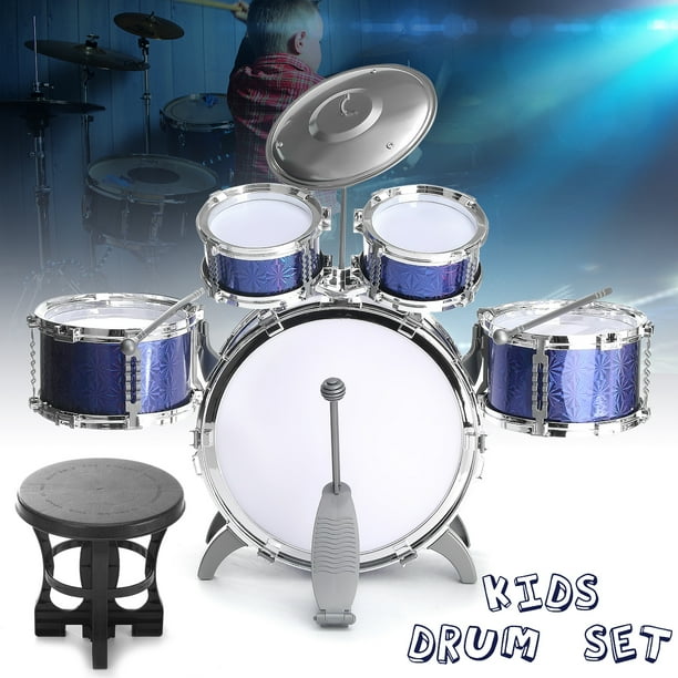 5 PCS Junior Child Starter Complete Drum Set Kit 2 Sticks Cymbal