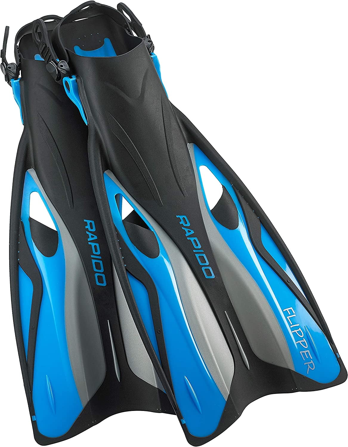 Rapido Boutique Collection Flipper Open Heel Adjustable Snorkel Fin with Snorkeling Gear Carry Bag, Ideal Snorkeling Fins for Snorkel or Scuba