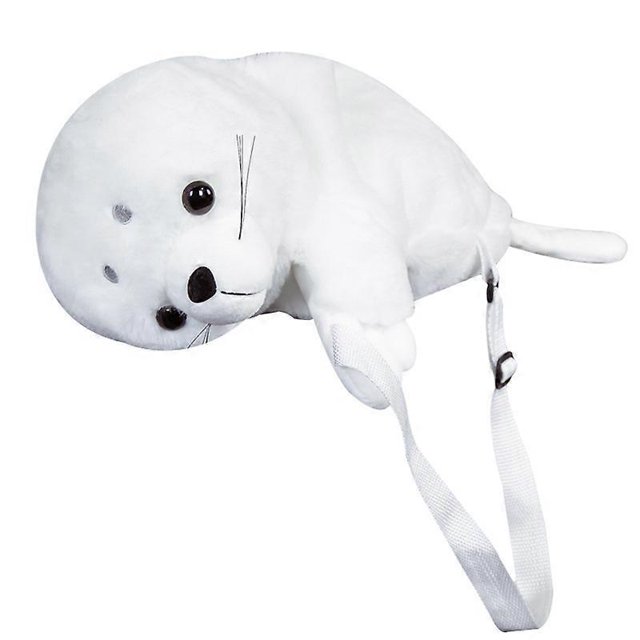 Animal Shape Backpack with Adjustable Shoulder Straps Breathable Cute White Seal Animal Shape School Bag