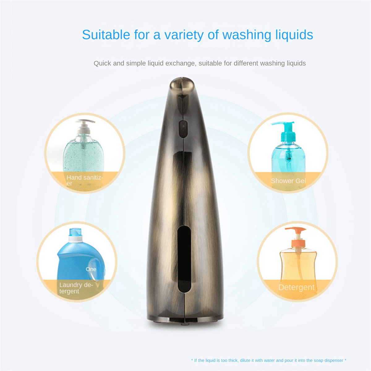 2X 300Ml Automatic Soap Dispenser,Touchless Soap Dispenser,Hands-Free Dish Soap Dispenser for Kitchen Hotel Bronze