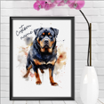 thumbnail image 2 of Lotusprinthandmade Personalized Name Rottweiler Lover Watercolor Style Canvas 12" x 8", rottweiler canvas wall art, rottweiler canvas, rottweiler canvas prints, rottweiler wall canvas, 2 of 5