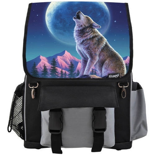 Kidaroo High Quality Wolf Moon Howl School Backpack For Boys, Girls and Kids, Multiple Colors Available by Kidaroo