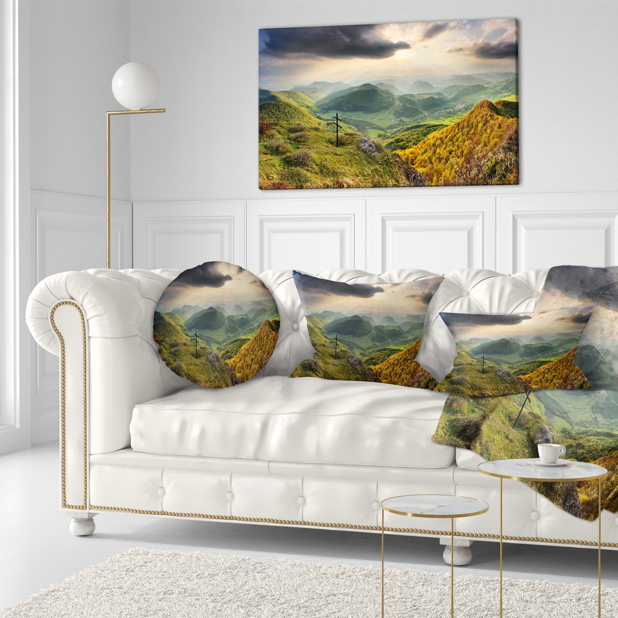 Designart Slovakia Spring Forest Mountain - Landscape Printed Throw Pillow - 12x20
