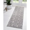 thumbnail image 1 of Unique Loom 3146490 2 x 13 ft. Geometric Trellis Frieze Runner Rug, Light Gray, 1 of 2