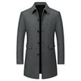 thumbnail image 2 of BiZtdJrK Men Big and Tall Trench Jacket Woolen Mid Length Slim Fit Overcoats Single Breasted Business Dress Coat Lapel Fall Winter Outerwear with Flap Pockets Gray XXXXXL, 2 of 9