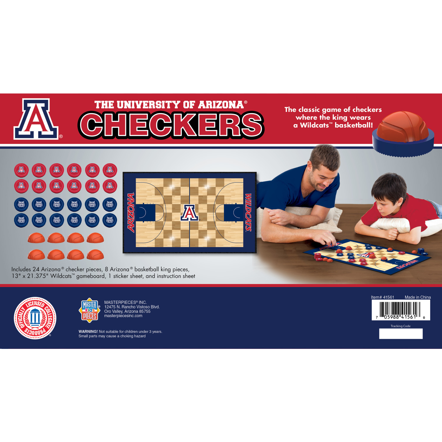 MasterPieces Officially licensed NCAA Arizona Wildcats Checkers Board Game for Families and Kids ages 6 and Up - image 4 of 5