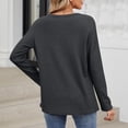 thumbnail image 2 of VISALY Long Sleeve Shirts Pullover Sweatshirts V Neck Waffle Knit Sweatshirt Oversized Sweatshirt Lightweight Fashion Sweatshirt Basic Sweatshirts Tunic Tops A L, 2 of 8