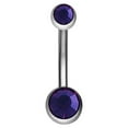thumbnail image 1 of Acier Inoxydable Double Strass Nombril Bouton Anti Allergie Piercing Bijoux du Corps (Violet Foncé), 1 of 2