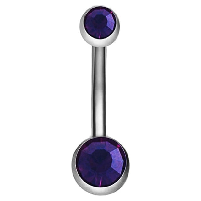 Acier Inoxydable Double Strass Nombril Bouton Anti Allergie Piercing Bijoux du Corps (Violet Foncé)