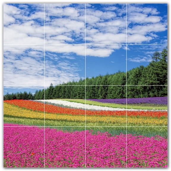 Picture-Tiles.com: Flowers Ceramic Tile Wall Mural WAL500649-44XL. 48"W x 48"H using (16) 12" x 12" Ceramic Tiles-Satin Finish