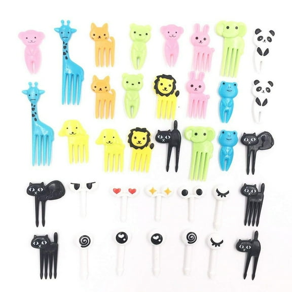 SLYNSHome 36Pcs Lovely Food Fruit Forks Decor,Mini Toothpick Lunch Animal Fruit Food Picks, Bento Box Picks, Mini Cartoon Animal Food Toothpicks, Lunch Bento Forks Picks for Kids
