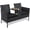 Black, variant on Skandiquip 2 Seat Patio Conversation Set, Outdoor Rattan Wicker Loveseat with Built-in Coffee Table, Removable Cushions, All Weather Patio Furniture for Backyard Garden Lawn Balcony Porch, Black