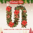 thumbnail image 3 of Pre-lit Christmas Garland with 30 LED Lights,Four Large Flowers and Three Small Flowers, Battery Operated Garland with Star Berry Faux Spruce for Outdoor Indoor Mantle Holiday Decor(Red1,71x2"), 3 of 9