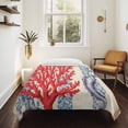 thumbnail image 4 of Ocean Red Coral Tapestry for Bedroom Wall Hanging Tapestry, Vintage Coastal Floral Stripe Seahorse Ceiling Backdrop Tapestries Poster Blanket Wall Decor for Teens Room Living Room Dorm 55" x 73", 4 of 8