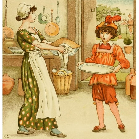 An April Babys Book of Tunes 1900 Sing a song of sixpence Canvas Art - Kate Greenaway (18 x 24)