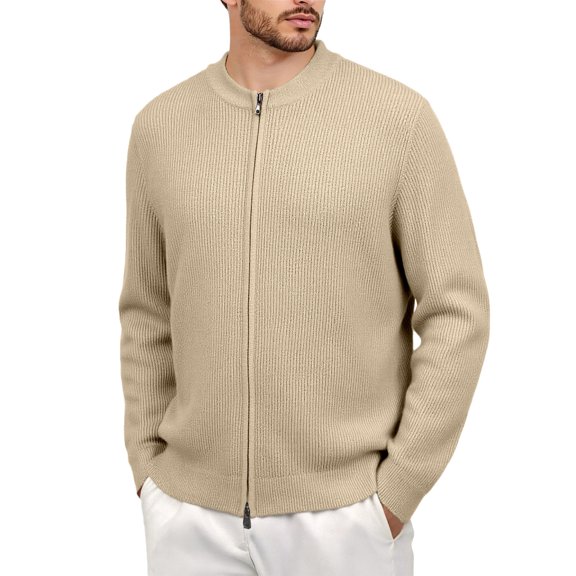 Men's Sweater Coat Long Sleeve Thermal Knit Cardigan Jacket With Zipper Warmth In Cold Weather