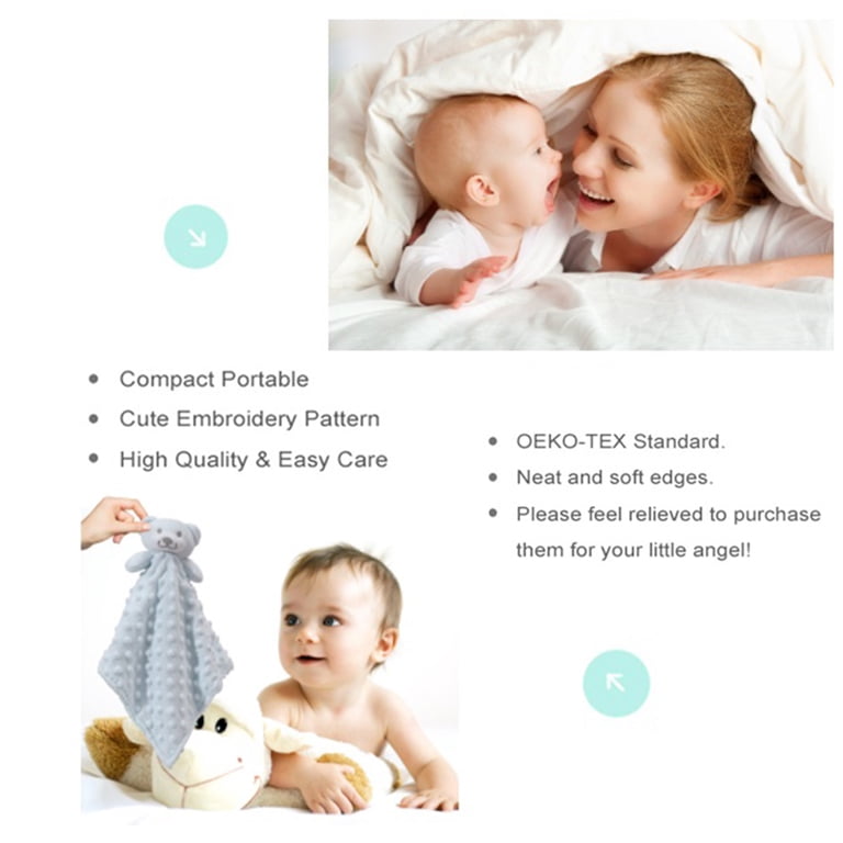 Baby Security Blanket With Stuffed Animal - Soft Soothing Towel For Newborns 0-36 Months