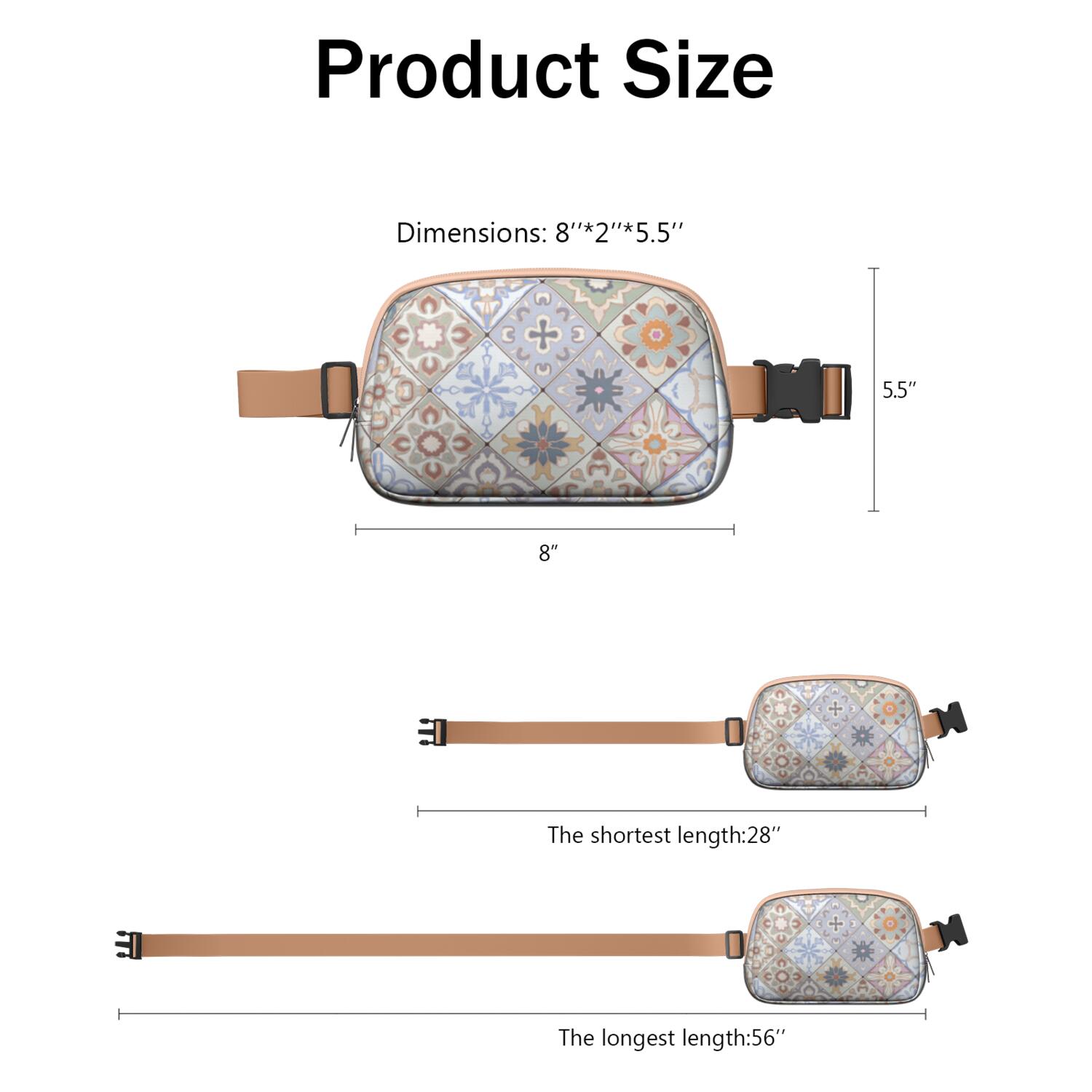 Waist Packs Bag Bohemian Tribal Fashion Belt Bag Small Cross Body Bags for Women Casual Waist Packs with Adjustable Strap Waterproof Belt Bag for Workout Running Travelling