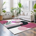 thumbnail image 3 of Area Rugs 5'x7', Boho Middle Century Carpet Runner Indoor Outdoor Rugs Home Decor Aesthetic, Abstract Pink Geometric Botanical Non Slip Mats Washable Accent Rug for Living Room Bedroom, 3 of 8