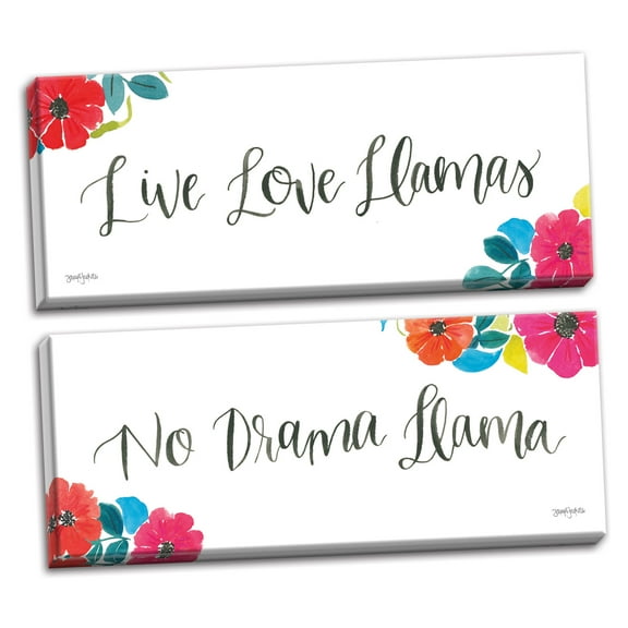 Gango Home Decor Contemporary La La Llama VIII & IX by Jenaya Jackson (Ready to Hang); Two 36x12in Hand-Stretched Canvases