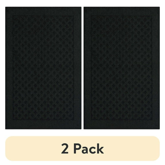 (2 pack) Mainstays Dylan Solid Diamond Olefin Black Indoor Accent Rug, 2'6"x3'10"