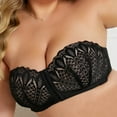 thumbnail image 4 of Fiaer Women Strapless Bras Front Closure Lace Plus Size Comfortable Bra with Clear Straps Black 95E, 4 of 8