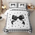 thumbnail image 2 of Manfei Black Bow Checkered Print Quilt Full for Women, Cute Stars Print Full Bedspread Sets, 3 Pieces, 2 of 7