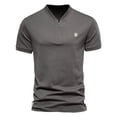 thumbnail image 1 of BOBOGOJP Tee-Shirt à Manches Courtes pour Hommes, Col Rond, Coupe Décontractée (Gris Foncé, m), 1 of 5