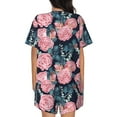 thumbnail image 6 of Fotbe Rose Flowers Print Pajama Set for Women 2 Piece Loungewear Short Sleeve Tops and Shorts Set Soft Sleepwear-3X-Large, 6 of 7