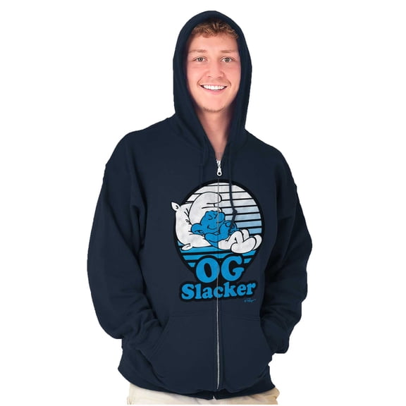 Lazy Smurf OG Slacker Sleepy Naps Zip Up Hoodie Men's Women's Brisco Brands S