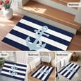 thumbnail image 6 of Navy Blue Stripe Nautical Area Rugs 2x3 for Living Room, Aqua Anchor Summer Coastal Non Slip Washable Rug Runner, Low Pile Indoor Floor Carpet Mat Bathroom Rugs for Bedroom, Kids Room, 6 of 9