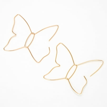 Claire's Gold Metal Wire Butterfly Earrings