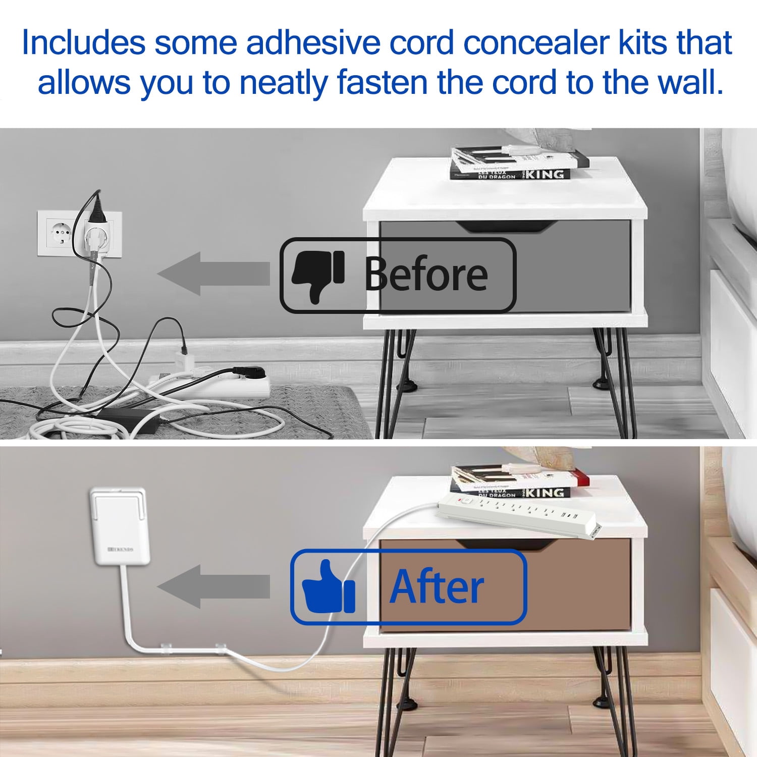 HITRENDS Heavy Duty Power Strip with 5 AC Outlets, 3 USB Ports, 6ft Cable Extender