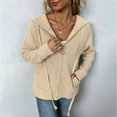 thumbnail image 3 of Ecetana Cardigans for Women Hooded Sweater Long Sleeve Zipper Knit Coat with Pockets,Female, 3 of 6