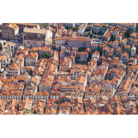 Aerial rooftop view of Dubrovnik Old Town, UNESCO World Heritage Site, Dubrovnik, Dalmatian Coast, Print Wall Art By Neale