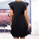 thumbnail image 4 of Mini vestido de manga corta de encaje sólido con cuello en V informal de verano para mujer a la moda Fridja  bnh4027, 4 of 9