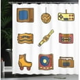 thumbnail image 4 of Ambesonne Mustard Navy Shower Curtain, Cartoon Nostalgic, 69"Wx84"L, Mustard Navy, 4 of 5